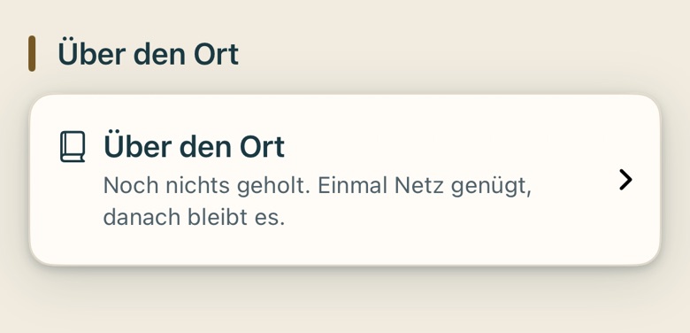 Bildschirm von Cruvela. Einzurichten ist nichts. Cruvela bringt ihre Dienste mit; es gibt keine Adresse und keinen Schlüssel, die irgendwo einzutragen wären. Abschalten kannst du sie wie jede andere Zugabe unter Einstellungen → Netz und Daten.