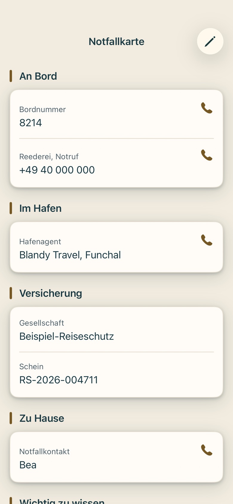 Bildschirm von Cruvela. Der Knopf oben rechts nimmt ein Foto auf, scannt einen Bogen oder holt eine Datei aus der Dateien-App. Gib dem Dokument einen Titel, den du wiederfindest – „Reisepass Alex", nicht „Scan 3".