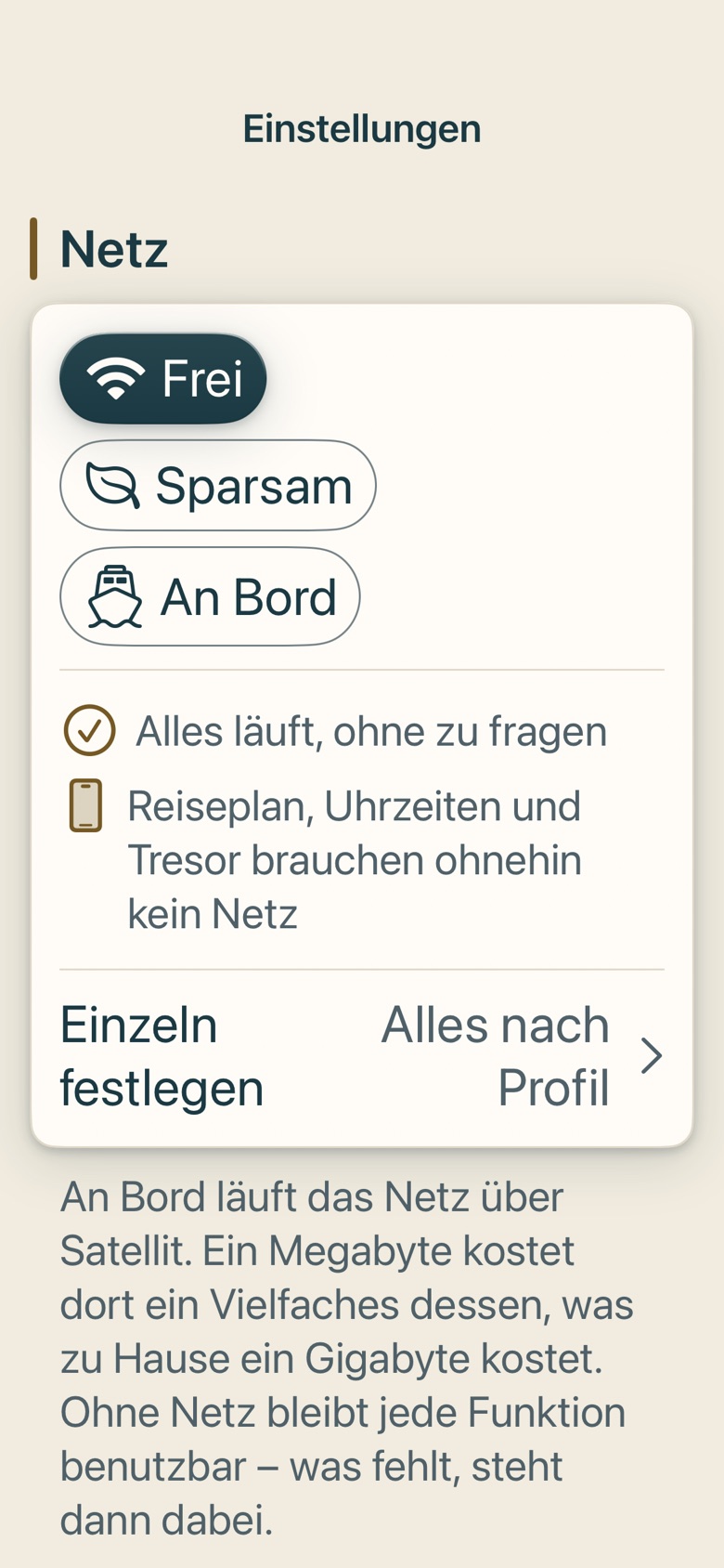 Bildschirm von Cruvela. Kapitel 16 · Einstellungen – dieser Bildschirm.