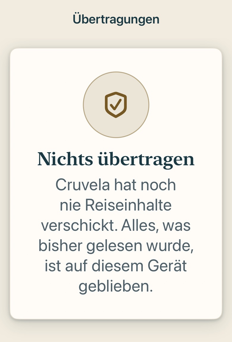 Bildschirm von Cruvela. Kapitel 18 · Datenschutz – das Übertragungsprotokoll.